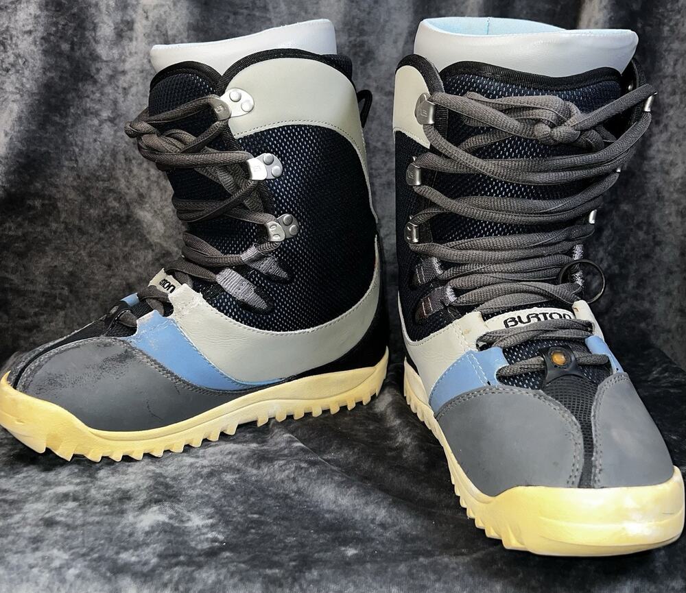 Vintage Burton Glide Women’s Snowboard Boots Size 7.5 Blue Gray Y2K Snowboarding